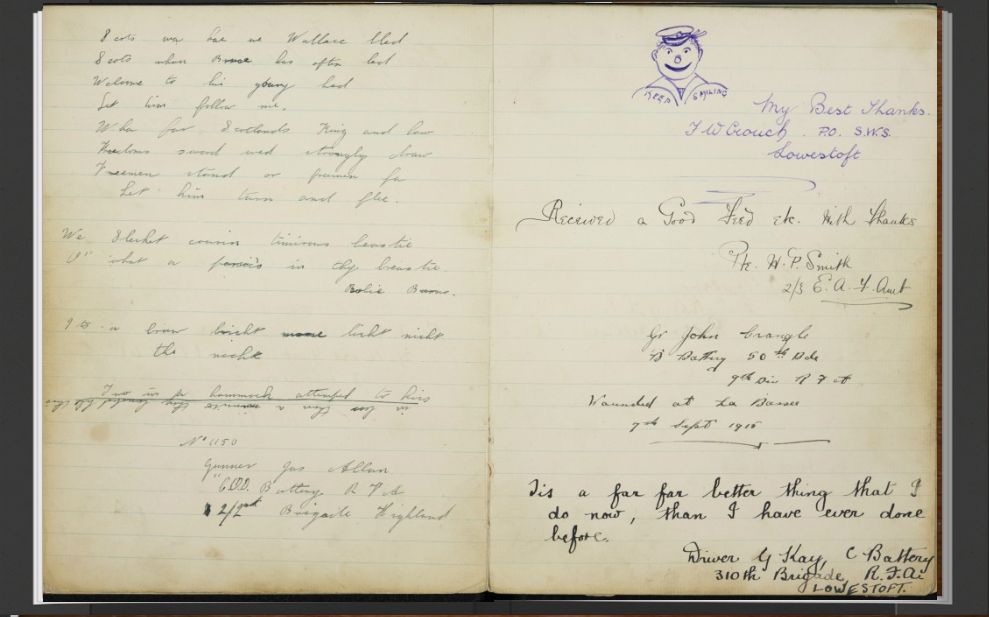 Soldiers' Thoughts in an 1916-1918 Station Visitors' Book
